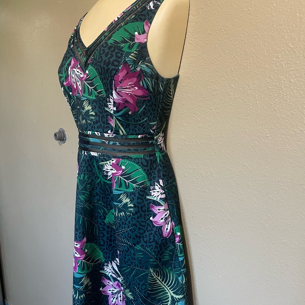Guess Green black and Pink Midi Dress